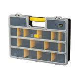 Organiseur à compartiments Stanley, boîte à outils plastique noire et jaune