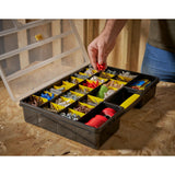 Boîte de rangement Stanley, organiseur noir et jaune, pour vis et accessoires, couvercle transparent