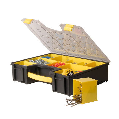 Boîte de rangement Stanley, organiseur d’outils et vis, noir et jaune