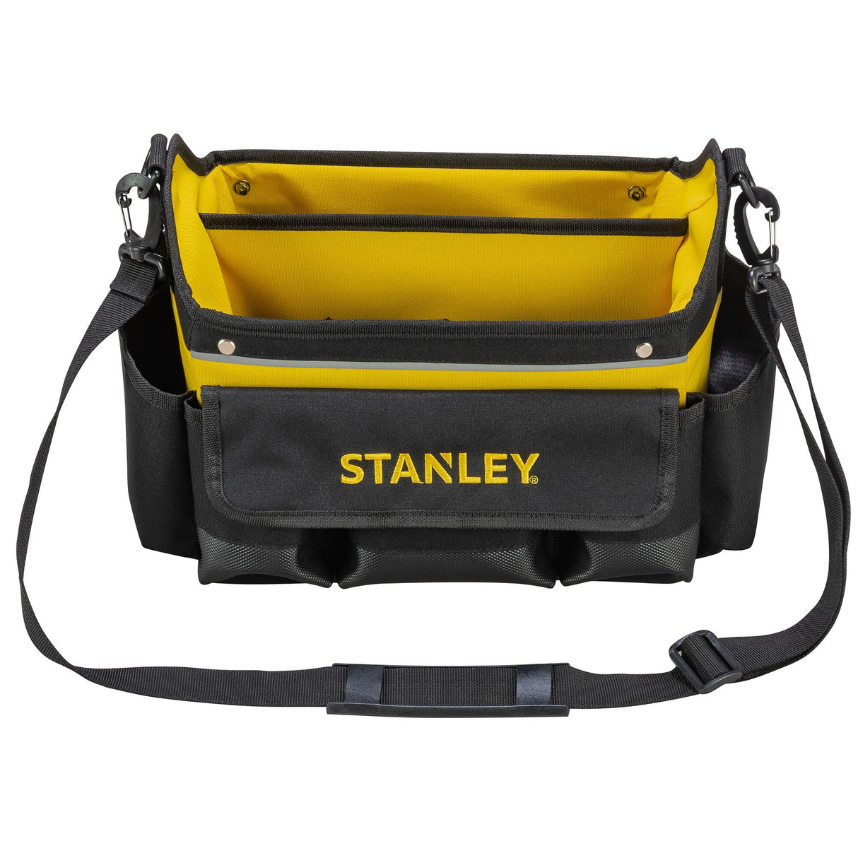 Sac à outils Stanley noir et jaune, bandoulière réglable, rangement pratique