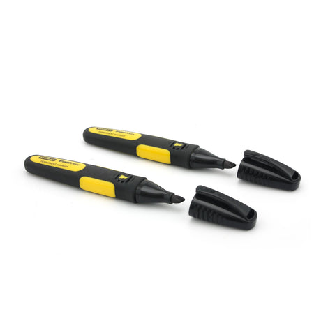 Marqueur permanent Stanley, type feutre, couleur jaune et noir, capuchons retirés