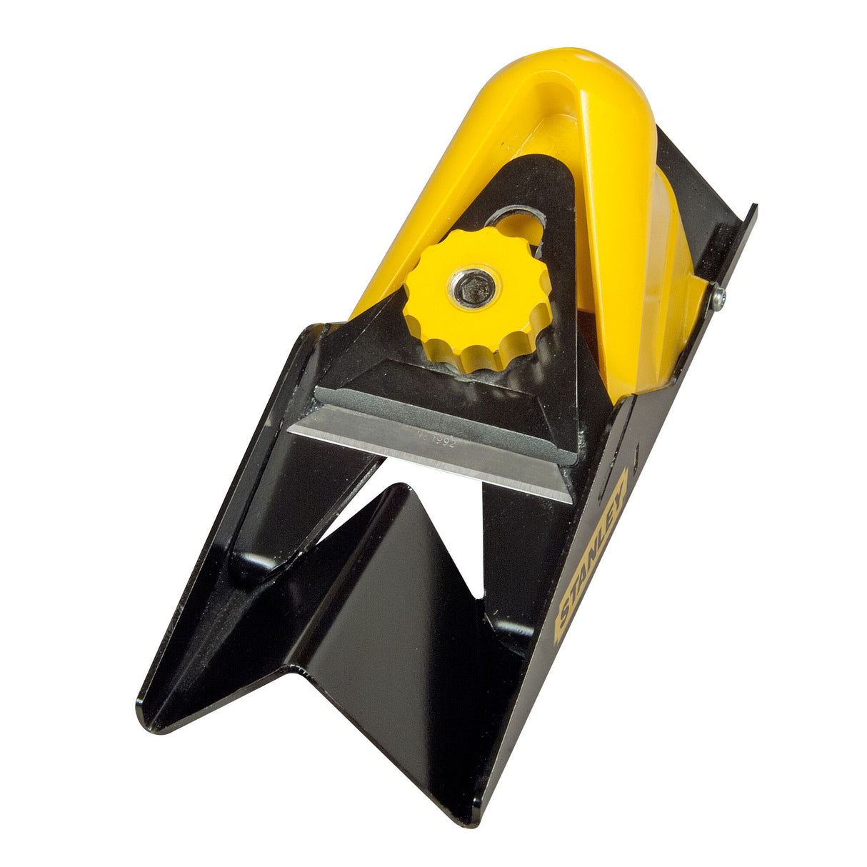Rabot Stanley à main, outil d'outillage, noir et jaune.