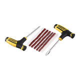 Kit réparation pneu Stanley, outillage noir et jaune avec mèches brunes