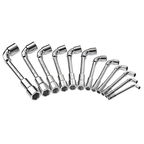 Jeu de clés à pipe Facom, outillage couleur argent, ensemble de 12 pièces.