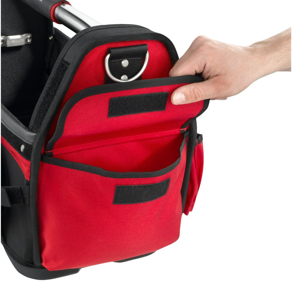 Sac à outils Facom, type sacoche, couleur rouge avec poches et fermeture velcro