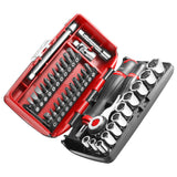 Coffret de douilles Facom, outillage à main, couleur rouge et noir, avec embouts et cliquet.