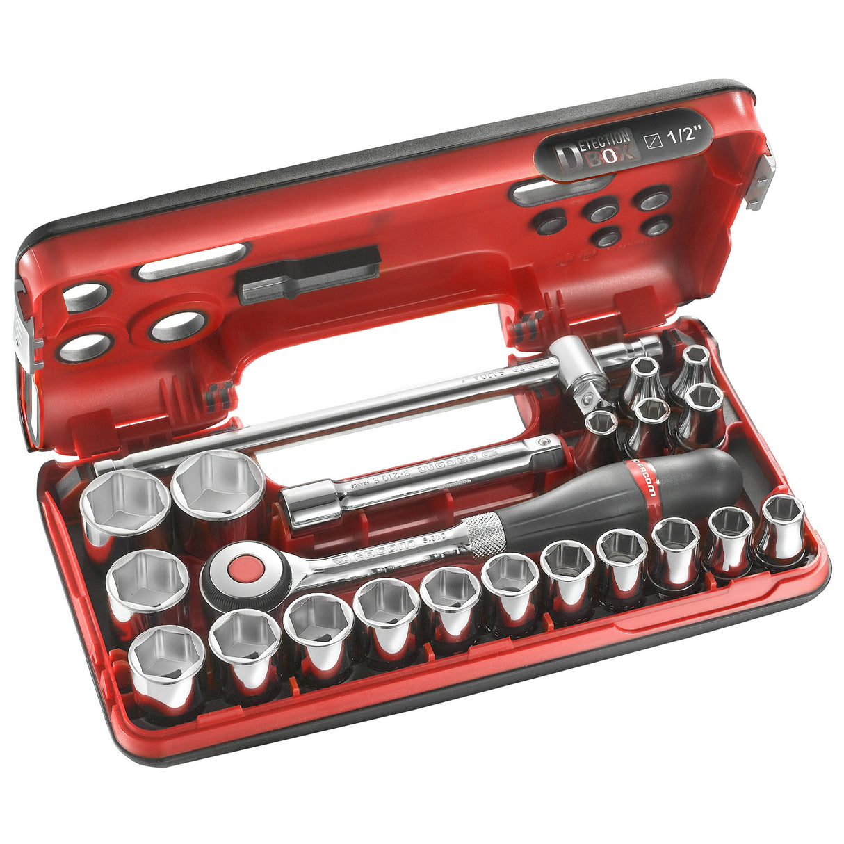 Coffret à douilles Facom, outillage main, couleur rouge et argent