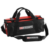 Sac à outils Facom, type sacoche, couleur noir et rouge, avec bandoulière.