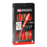 Coffret de tournevis isolés Facom PROTWIST, outils rouges pour électricien.