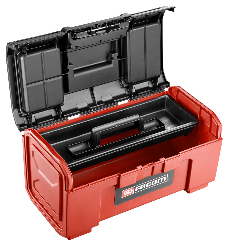 Boîte à outils Facom, rouge, avec compartiment amovible, ouverte
