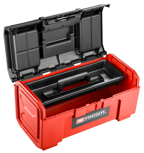 Boîte à outils Facom, rouge, avec compartiment amovible, ouverte