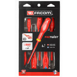 Coffret de tournevis Facom PROTWIST rouges pour électricien, isolés 1000V, 6 pièces.