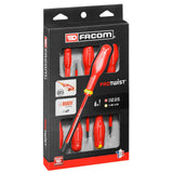 Coffret de tournevis isolés Facom PROTWIST rouges pour électricien, 6 pièces.