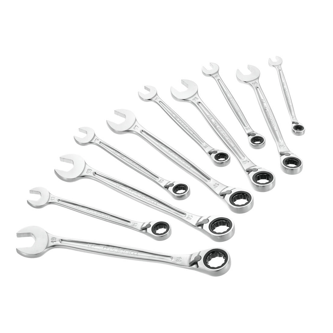 Jeu de clés à cliquet Facom, argenté, outillage professionnel, 10 pièces