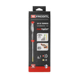Set de tournevis Facom Protwist, outils noirs et rouges, emballage carton.