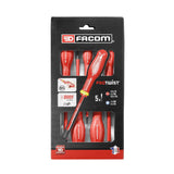 Coffret de tournevis rouges Facom PROTWIST, lot de 5 tournevis isolés.