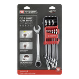Coffret de clés à cliquet Facom, type outil à main, couleur argent et rouge.