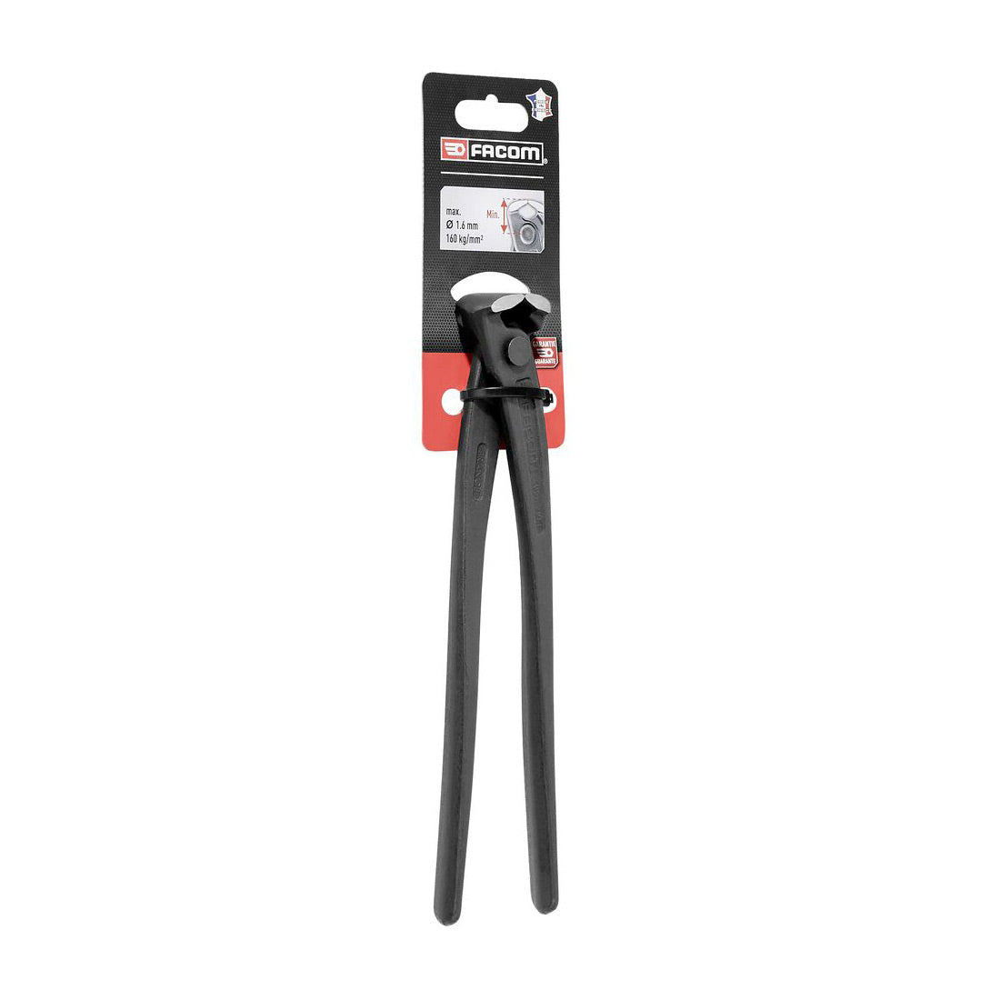 Pince coupe-boulon noire Facom, outil de plomberie et outillage, sur fond blanc
