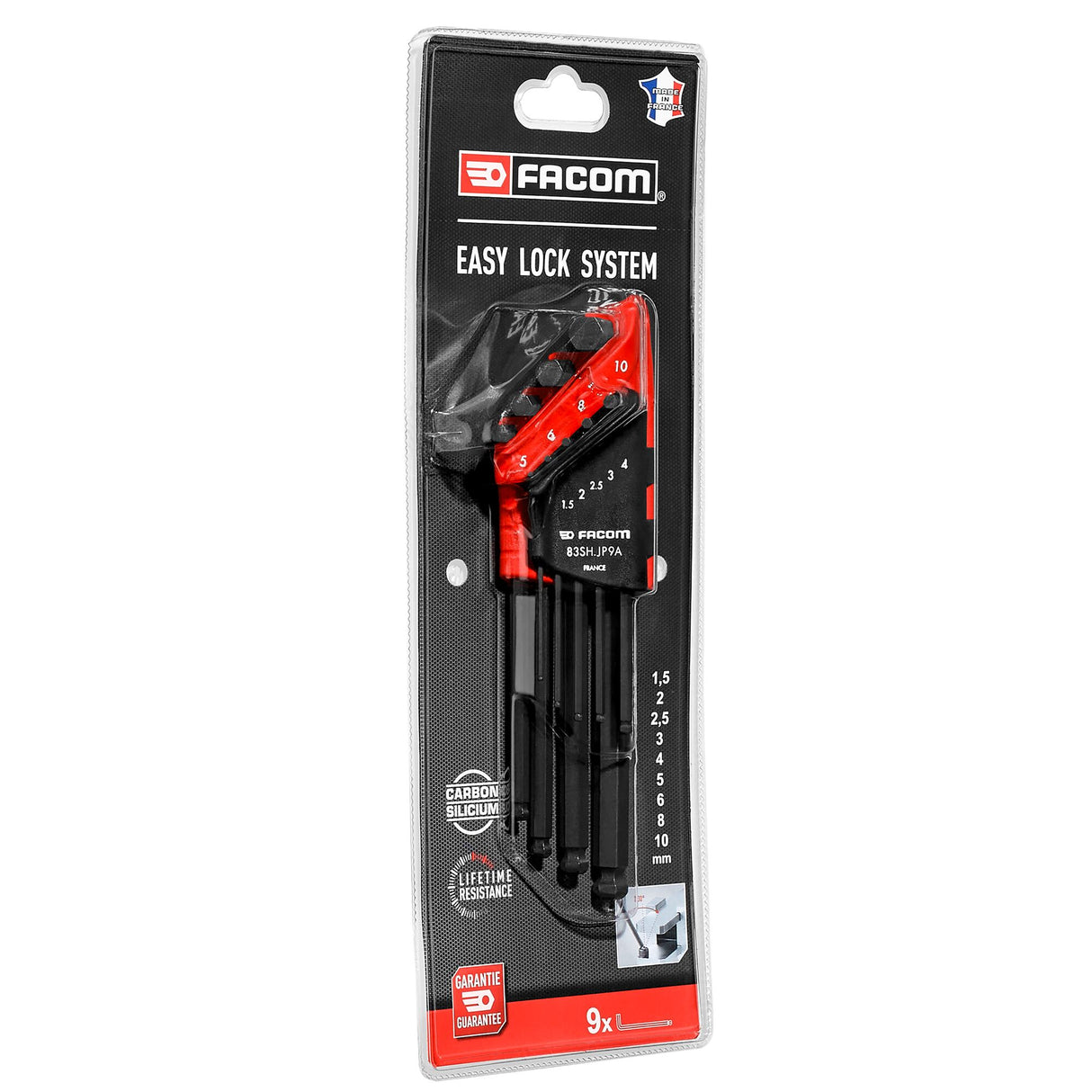Jeu de clés Allen Facom noir et rouge, outil de précision pour le bricolage.