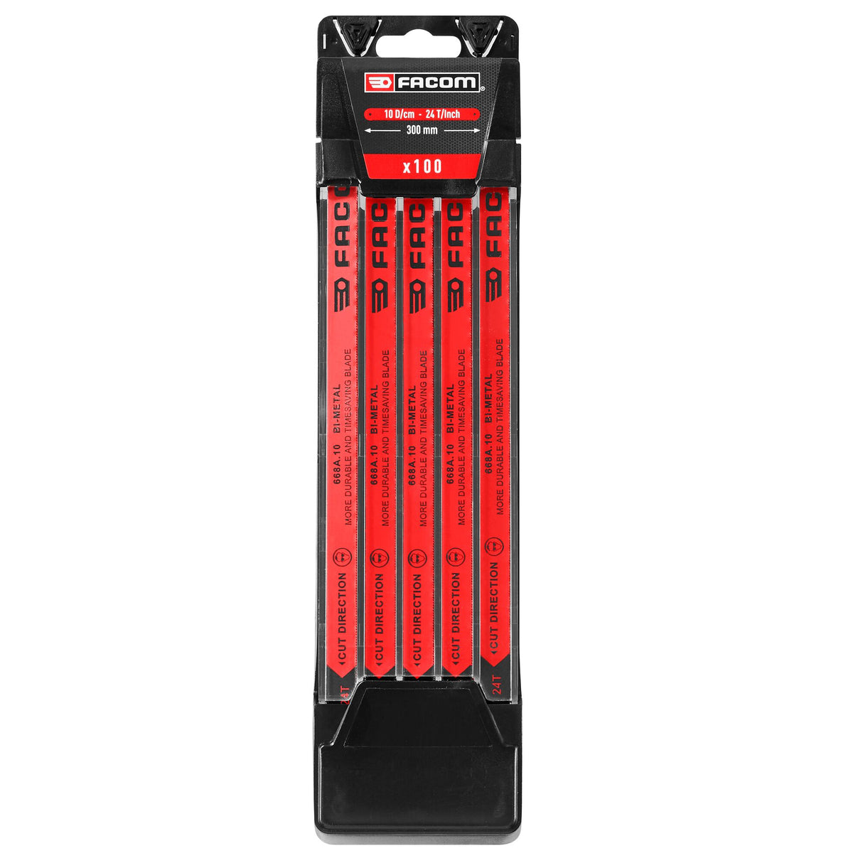 Lames de scie bi-métal Facom, rouges, lot de 100 pièces, 300 mm.