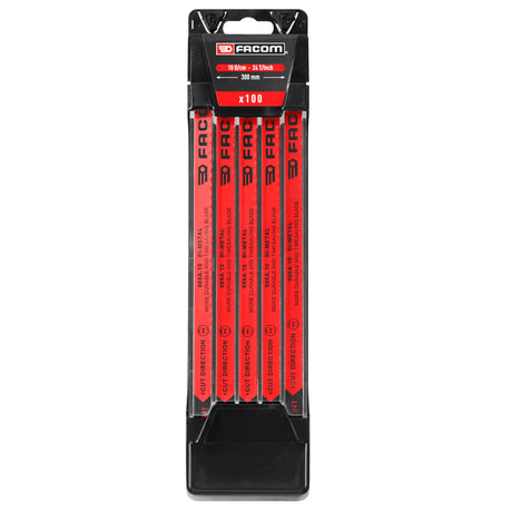 Lames de scie bi-métal Facom, rouges, lot de 100 pièces, 300 mm.