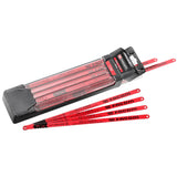 Lames de scie bi-métal Facom rouges pour outillage, présentées en coffret plastique.