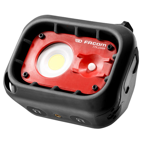 Projecteur LED portatif Facom, lampe de chantier rouge et noire