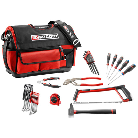 Kit d’outillage Facom, sac de transport, outils rouges et noirs, ensemble à main