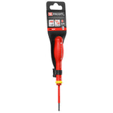 Tournevis isolé Facom rouge, outil électrique, manche ergonomique, sécurité 1000V.