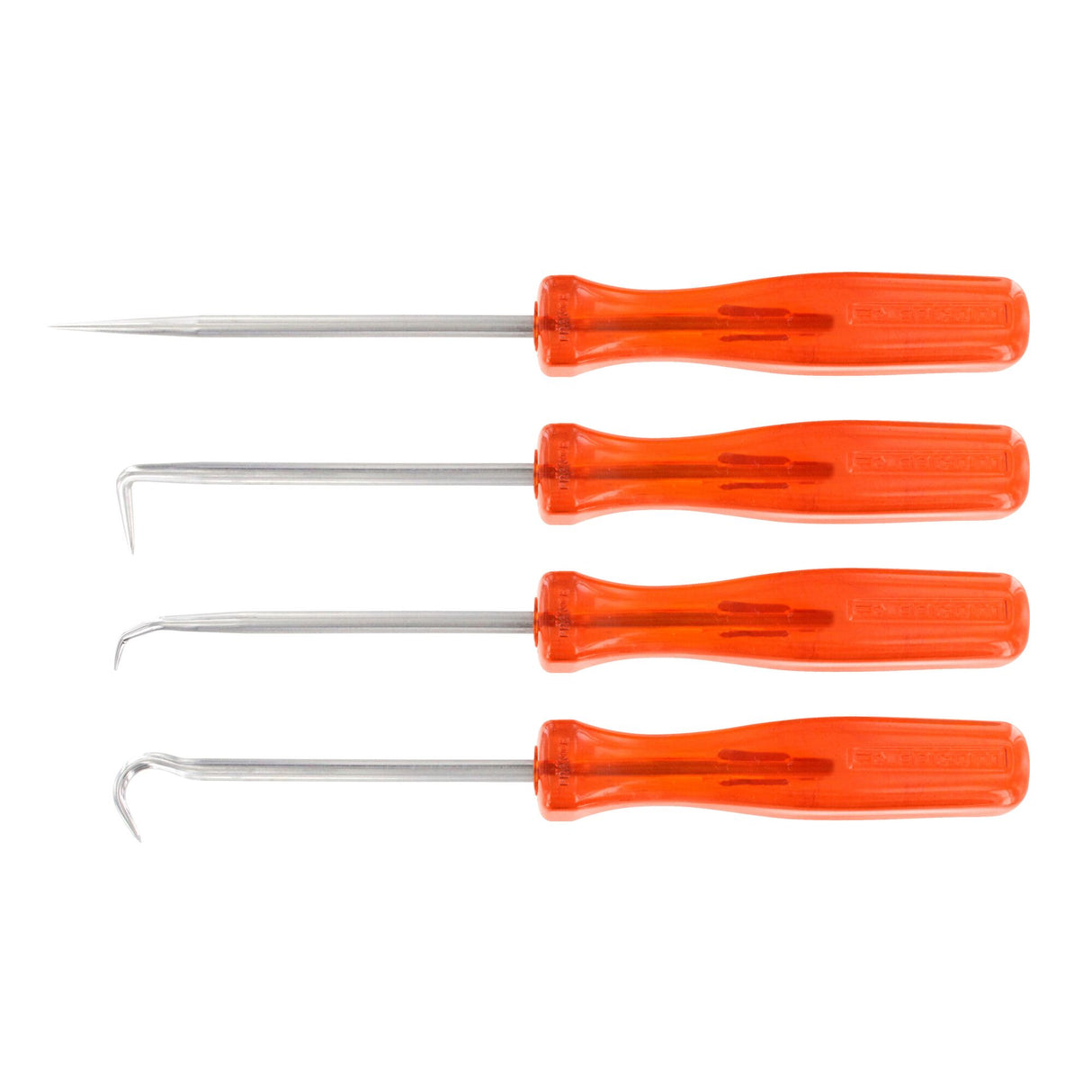 Jeu de crochets Facom, outillage de précision, manches orange, acier inoxydable.