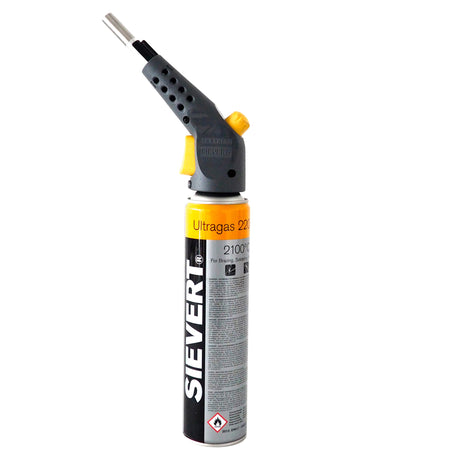 Chalumeau gris et jaune Sievert pour soudure, avec cartouche de gaz Ultragas.