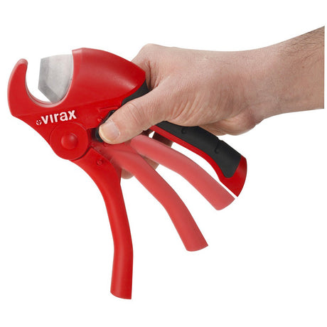 Virax coupe-tube rouge pour plomberie, manche ergonomique, lame acier
