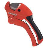 Coupe-tube Virax, outil de plomberie rouge et noir, poignée ergonomique.