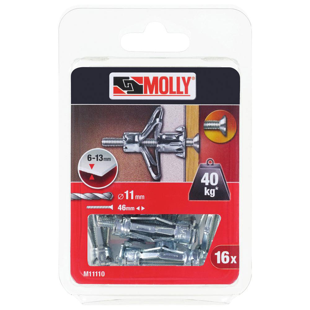 Molly 16 Chevilles métalliques à expansion Ø 5 x 36 mm avec vis M5 à tête fraisée - Mister PRO
