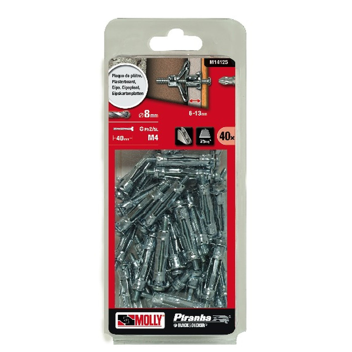 Molly Chevilles métalliques à expansion Ø 4 x 33 mm avec vis M4 à tête cylindrique - Mister PRO