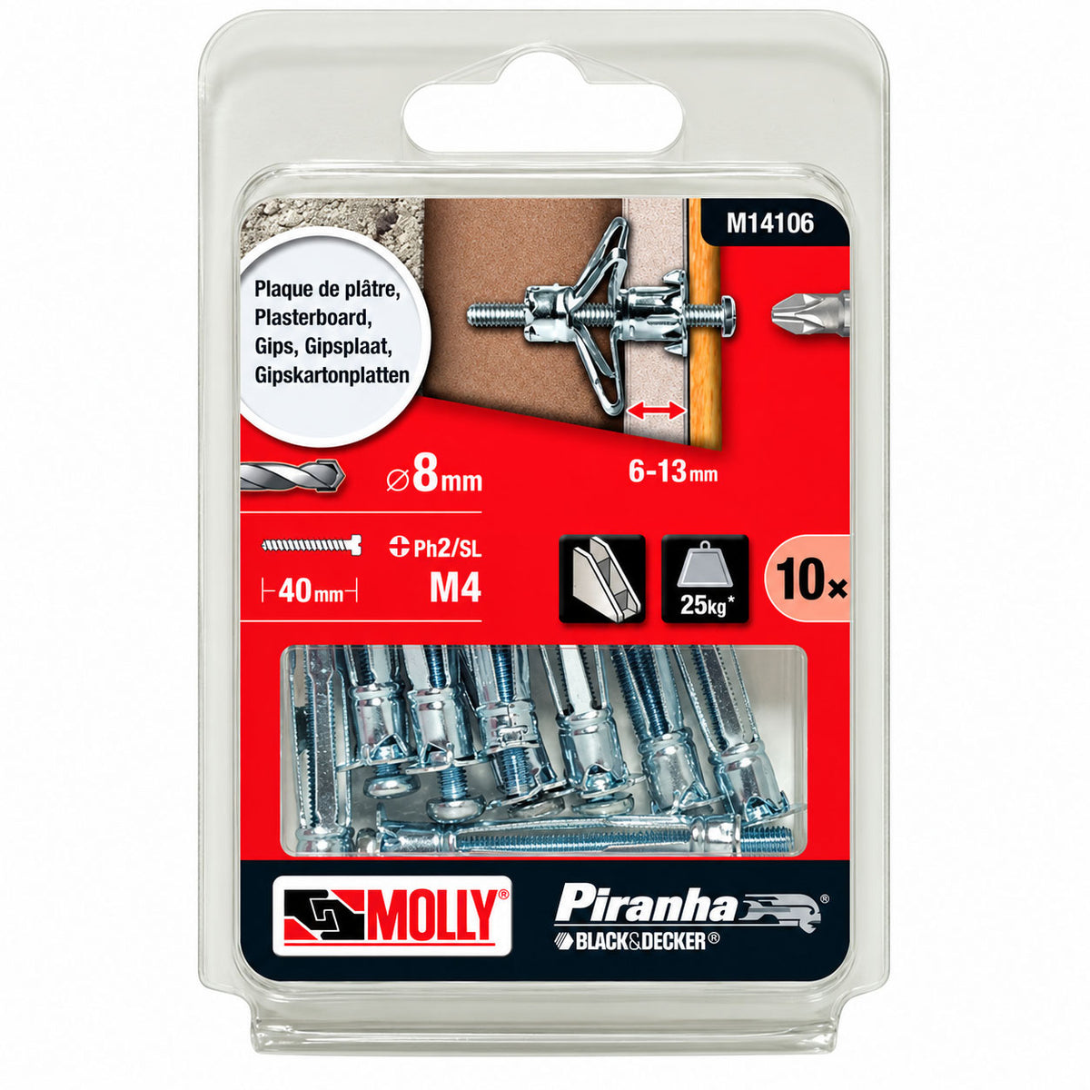 Molly Chevilles métalliques à expansion Ø 4 x 33 mm avec vis M4 à tête cylindrique - Mister PRO