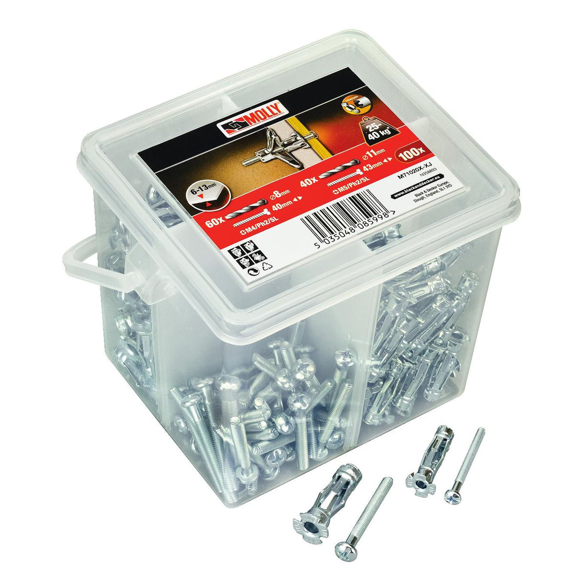 Molly Seau 100 chevilles : 60 chevilles métal Ø 4 x 33 mm + vis + 40 chevilles métal Ø 5 x 36 mm + vis - Mister PRO