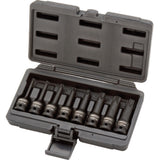 Jeu 8 douilles tournevis chocs longues TORX 1/2'', T30 à T80