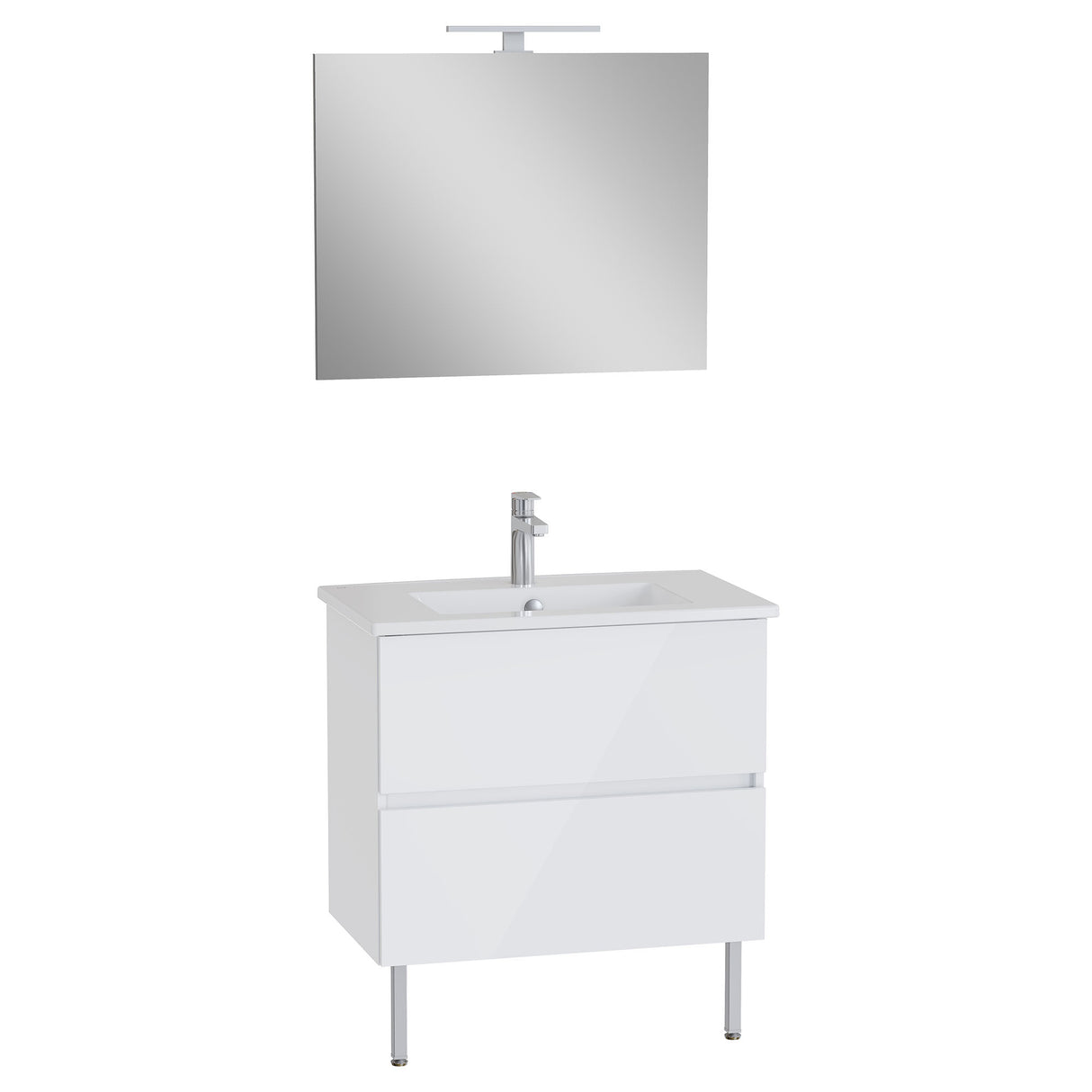 Meuble lavabo blanc Jacob Delafon avec miroir, meuble de salle de bain moderne