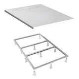 Receveur de douche blanc marque Geberit avec cadre de support en métal, type sanitaire.