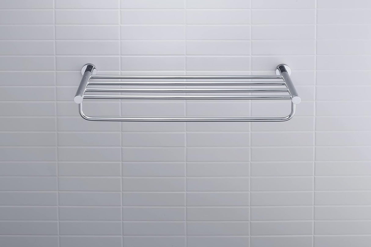 Porte-serviettes mural YIGII, accessoire salle de bain, couleur argent, finition chromée.