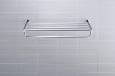 Porte-serviettes mural YIGII, accessoire salle de bain, couleur argent, finition chromée.