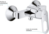 Mitigeur de douche Grohe chromé, robinet mural moderne couleur argent