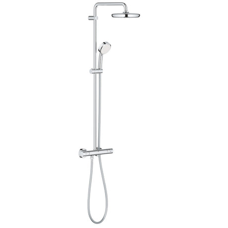 Colonne de douche Grohe chromée, ensemble de douche thermostatique couleur argent