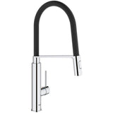 Mitigeur de cuisine Grohe, robinet chrome et noir, flexible moderne