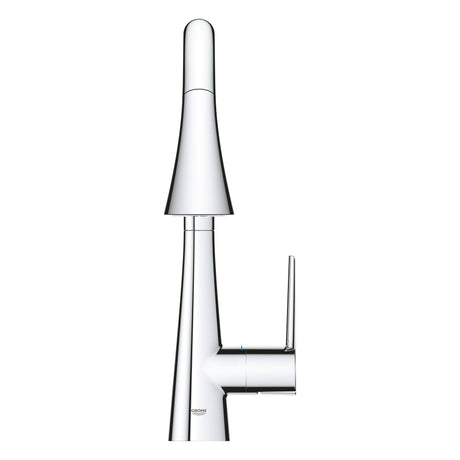 Mitigeur de lavabo Grohe chromé, robinet de salle de bain couleur argenté.