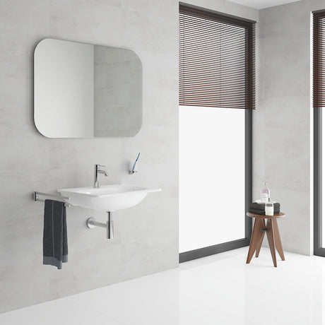 Lave-mains blanc de marque Roca, vasque murale contemporaine pour salle de bain.
