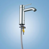 Mitigeur lavabo Grohe, robinet chromé avec flexible inox, couleur argentée.