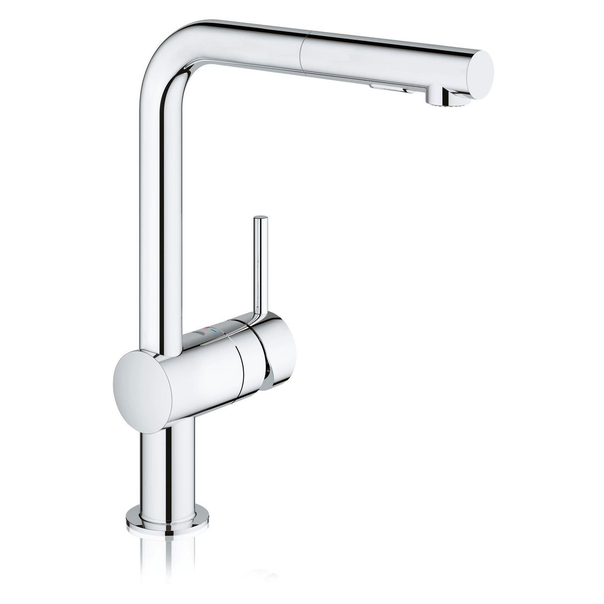 Mitigeur cuisine Grohe chromé, robinet moderne couleur argent, design élégant