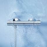 Mitigeur thermostatique Grohe, robinet de douche mural, finition chromée, couleur argent